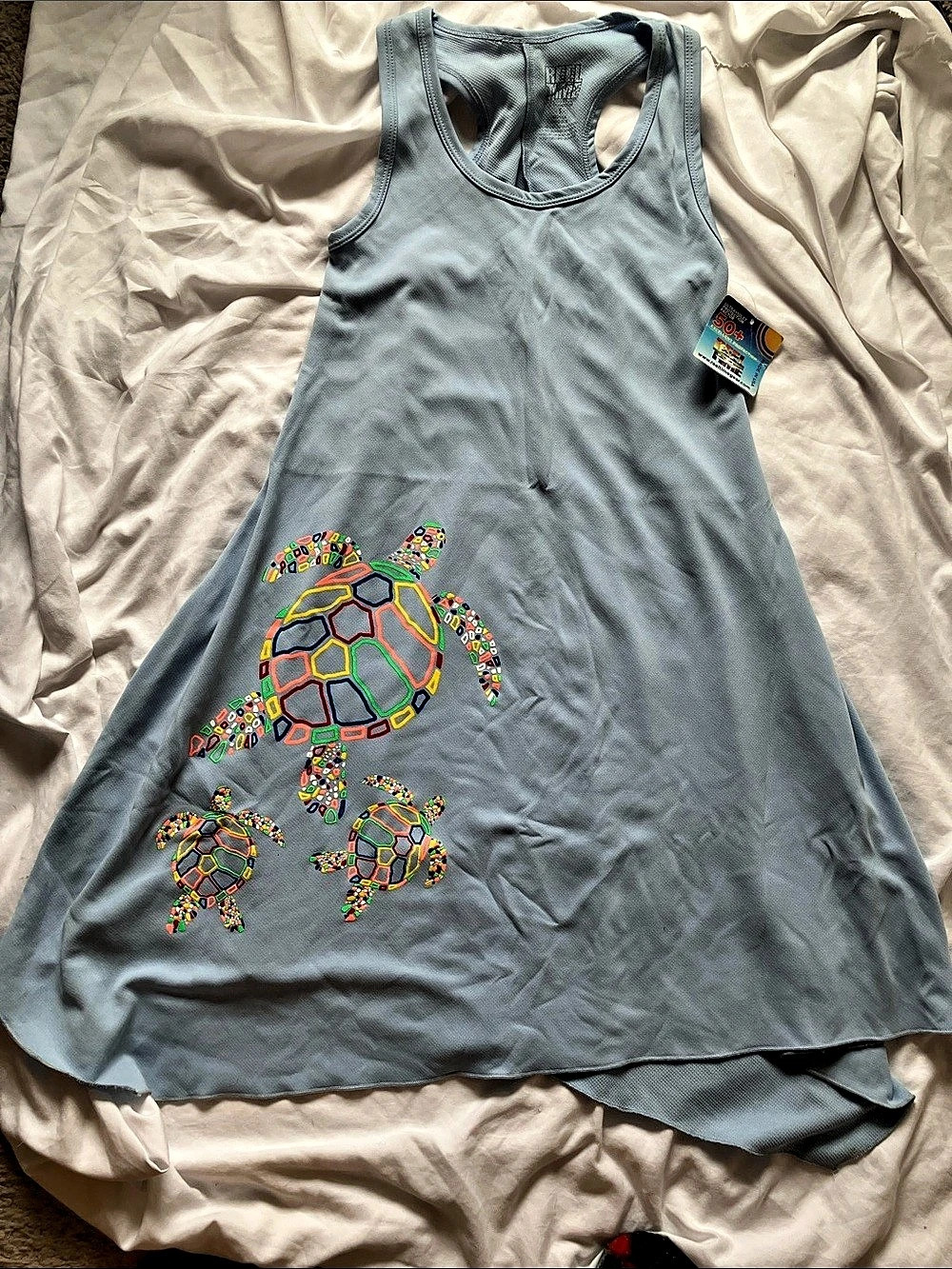 Reel Time: Blue Turtle Maxi Dress Coverup- S